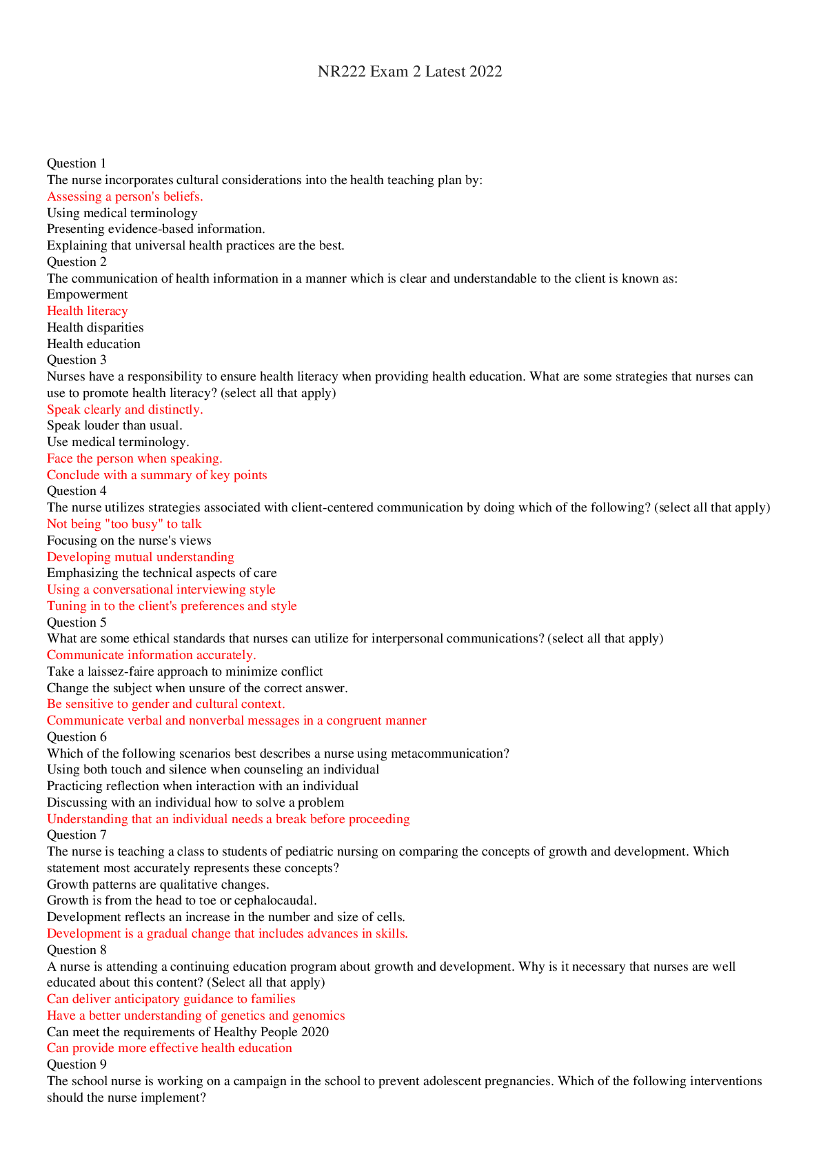 Preview image for NR222 Exam 2 Updated (New) Updated version